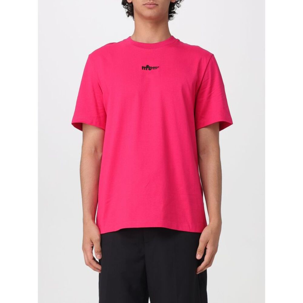 Msgm Men Msgm Crew-Neck Cotton T-Shirt With Embroidered Logo On The Chest